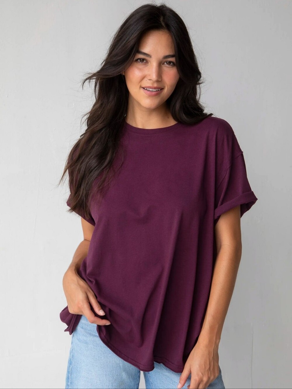 Natural Life Cotton Maroon Oversized Loose Top, M
